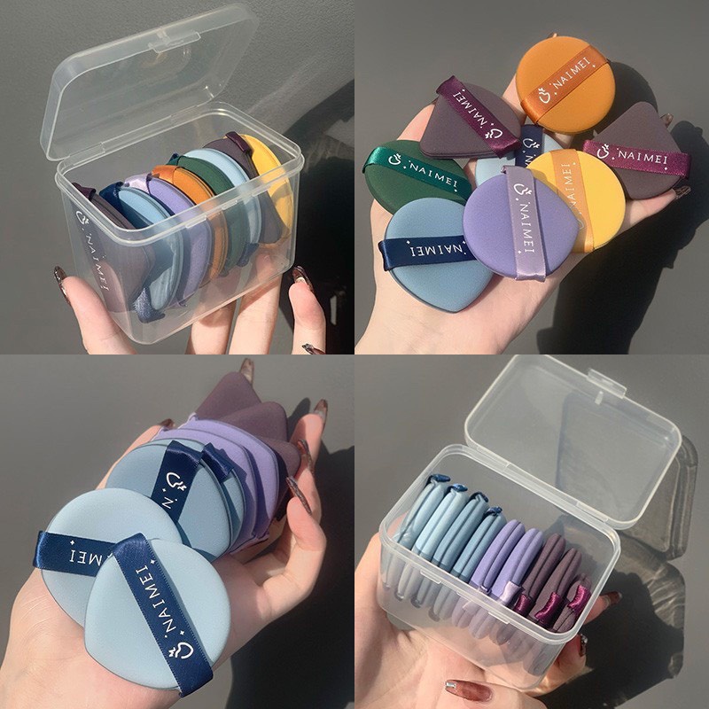 Set 7 Miếng Bông Mút Trang Điểm Siêu Mịn Kèm Hộp Đựng