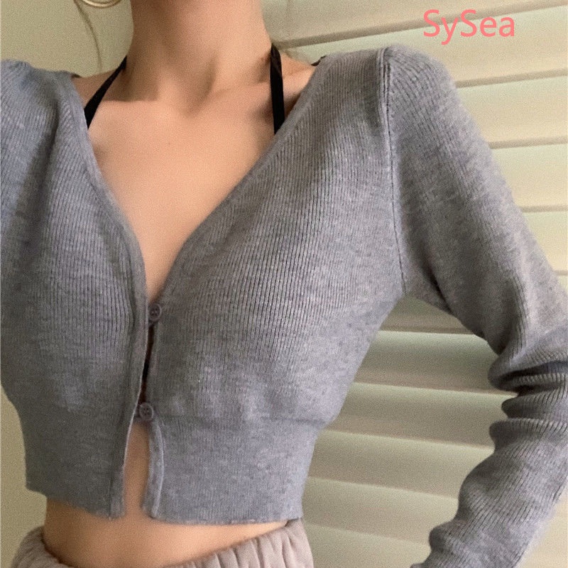 Áo Dệt Kim Tay Dài Cổ Chữ V Thời Trang Mùa Thu Phong Cách Hàn Quốc Cho Nữ