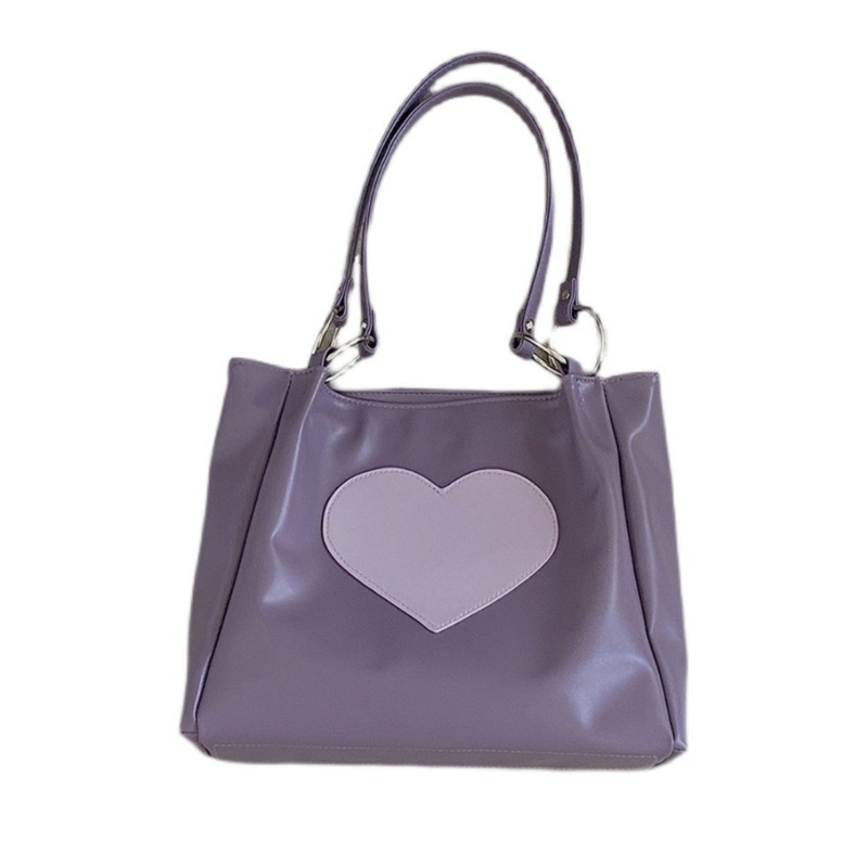 Túi Tote Đeo Vai / Xách Tay Bằng Da PU Sức Chứa Lớn Hình Trái Tim Dễ Thương Có Tay Cầm Thời Trang Thu Đông Cho Nữ
