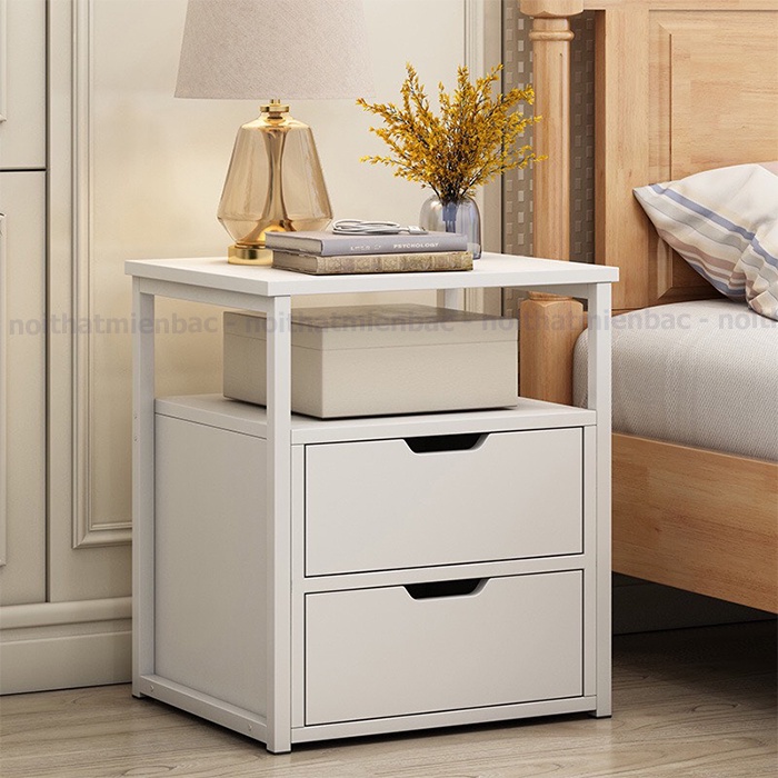 Kệ tủ đầu giường có 2 ngăn kéo đựng đồ, khung sắt sơn tĩnh điện - KDG01