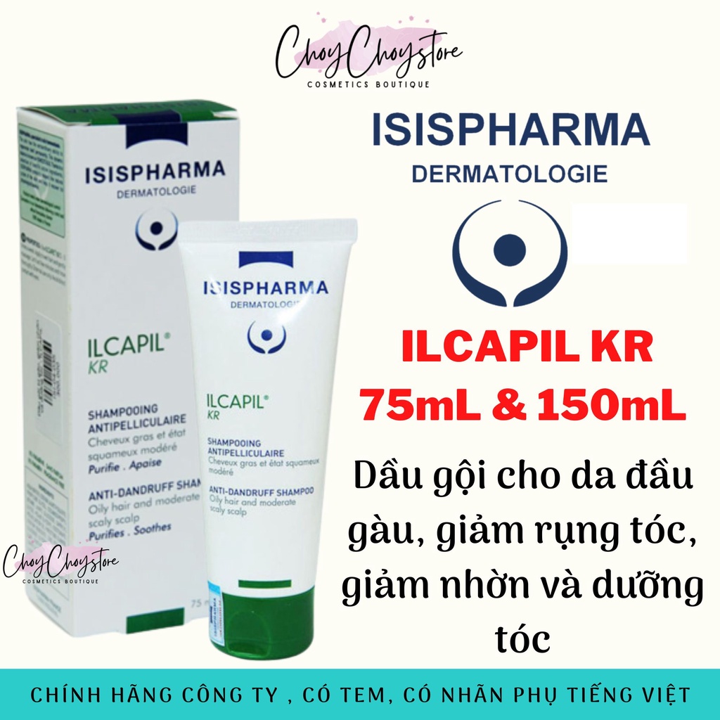 Dầu gội ISIS PHARMA ILCAPIL KR 75 mL - Dầu gội cho da đầu gàu, giảm rụng tóc, giảm nhờn và dưỡng tóc