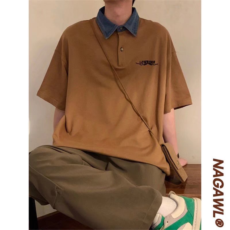 Áo polo Tay Lửng Dáng Rộng Phong Cách Hàn Quốc Thời Trang Mùa Hè Hàng Mới 2022 Dành Cho Bạn Nam Cỡ M-2XL