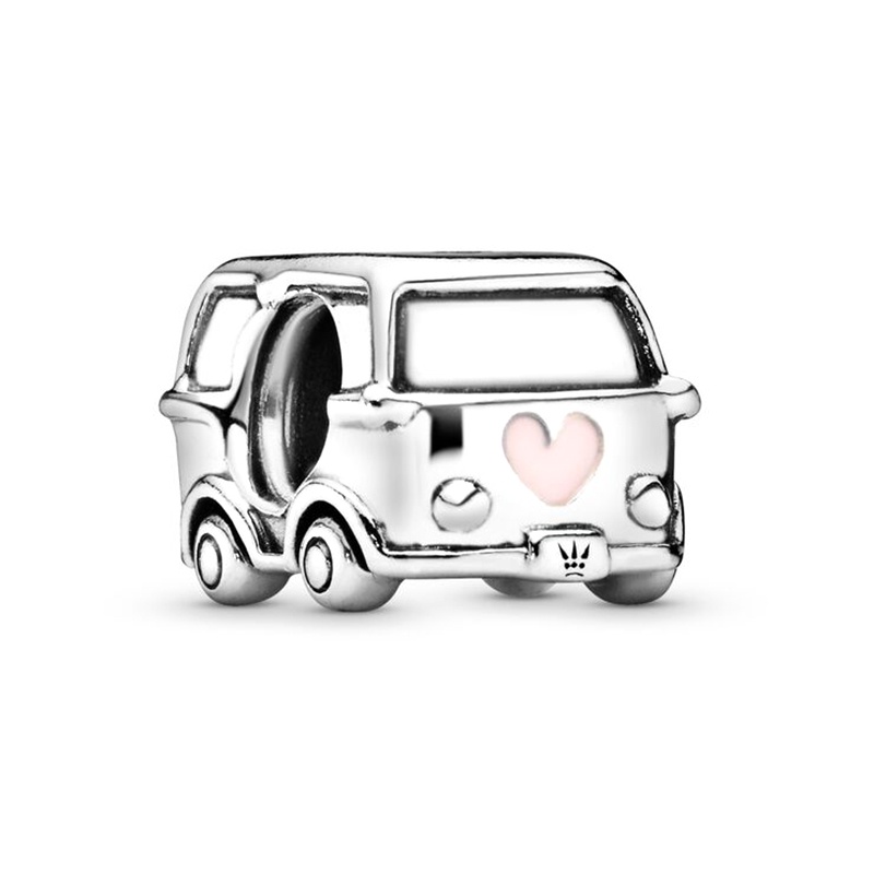 Hạt Charm Hình Trái Tim Và Chim Trái Tim Màu Hồng Tráng Men DIY Làm Trang Sức Cho Nam Và Nữ