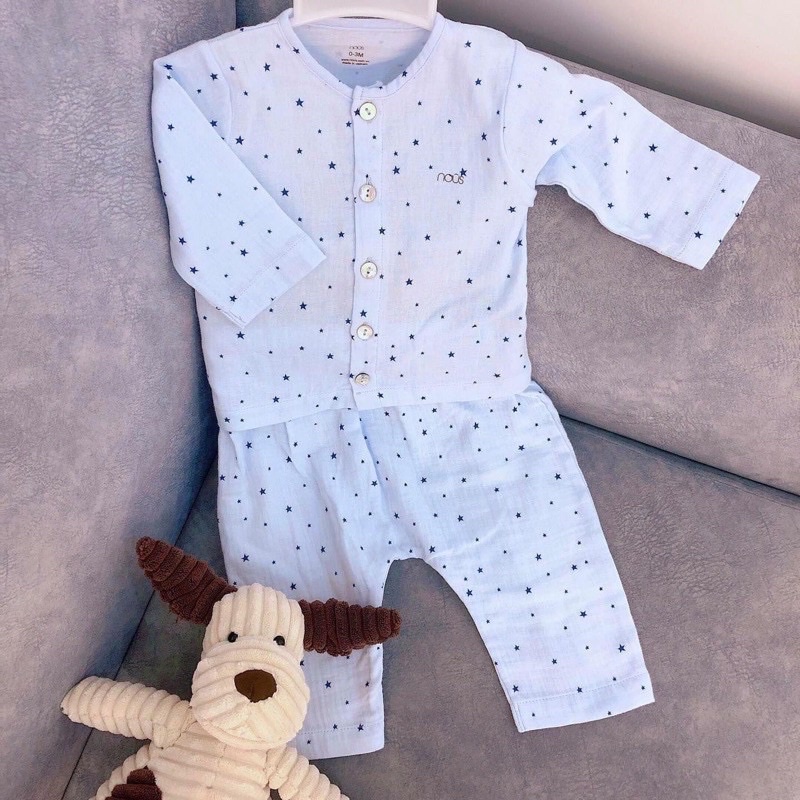 Bộ dài tay cài thẳng Nous xô siêu mềm mại, thấm hút cho bé trai bé gái