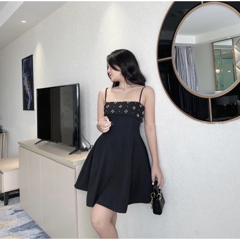 Đầm 2d đính hạt ngọc
