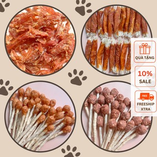100g thịt sấy khô snack cho chó, thịt gà, thịt bò sấy khô ăn dặm cho chó