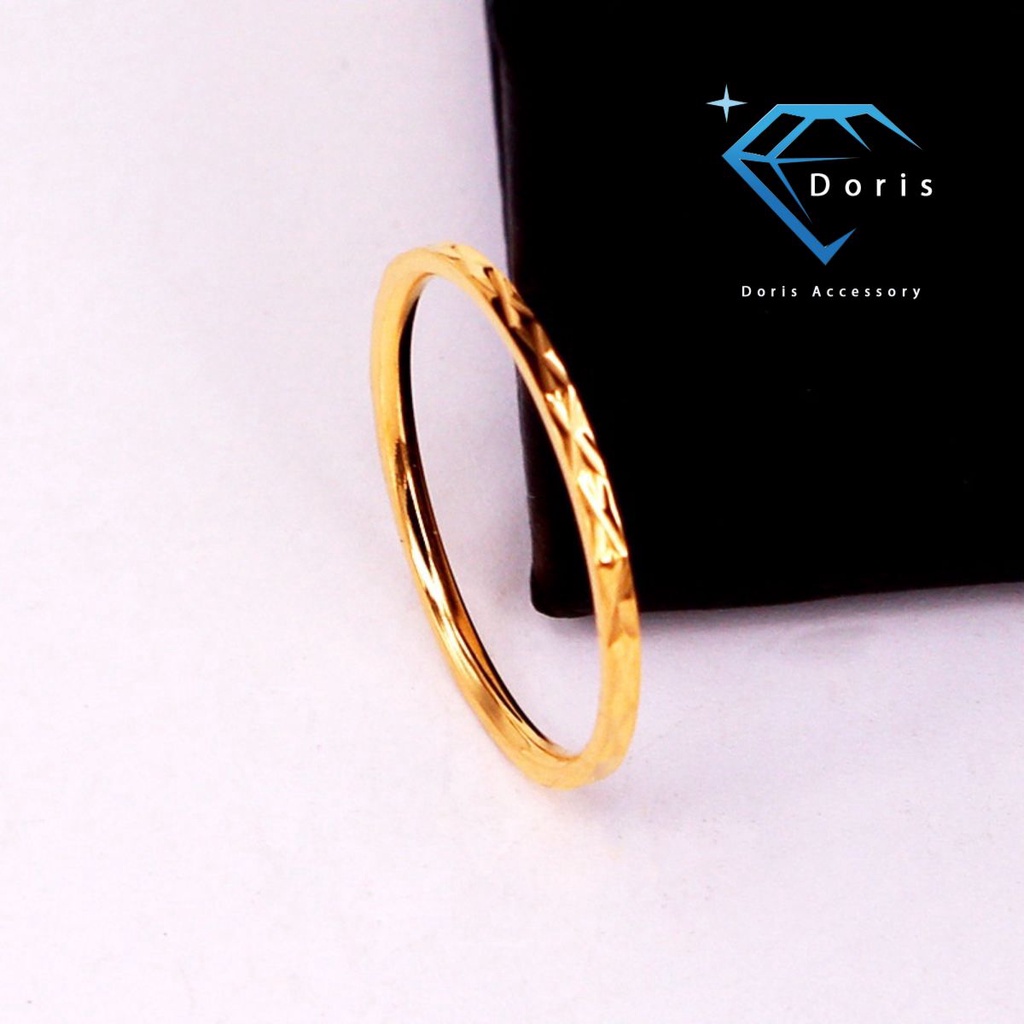 Nhẫn nữ Doris titan hoa văn kim cương Gold J3-404