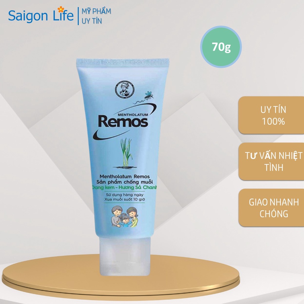 Kem Chống muỗi Remos cho Bé và Người lớn hương sả chanh 70g
