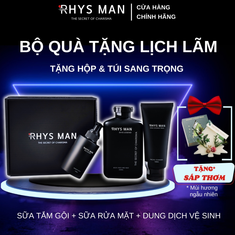Bộ quà tặng nam giới RHYS MAN Sữa tắm gội nam 3in1 350ml & Sữa rửa mặt nam 100ml & Dung dịch vệ sinh nam 100ml