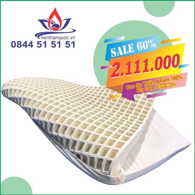 Nệm cao su thiên nhiên 100%, hàng trưng bày có bảo hành size 1m x2m x5cm