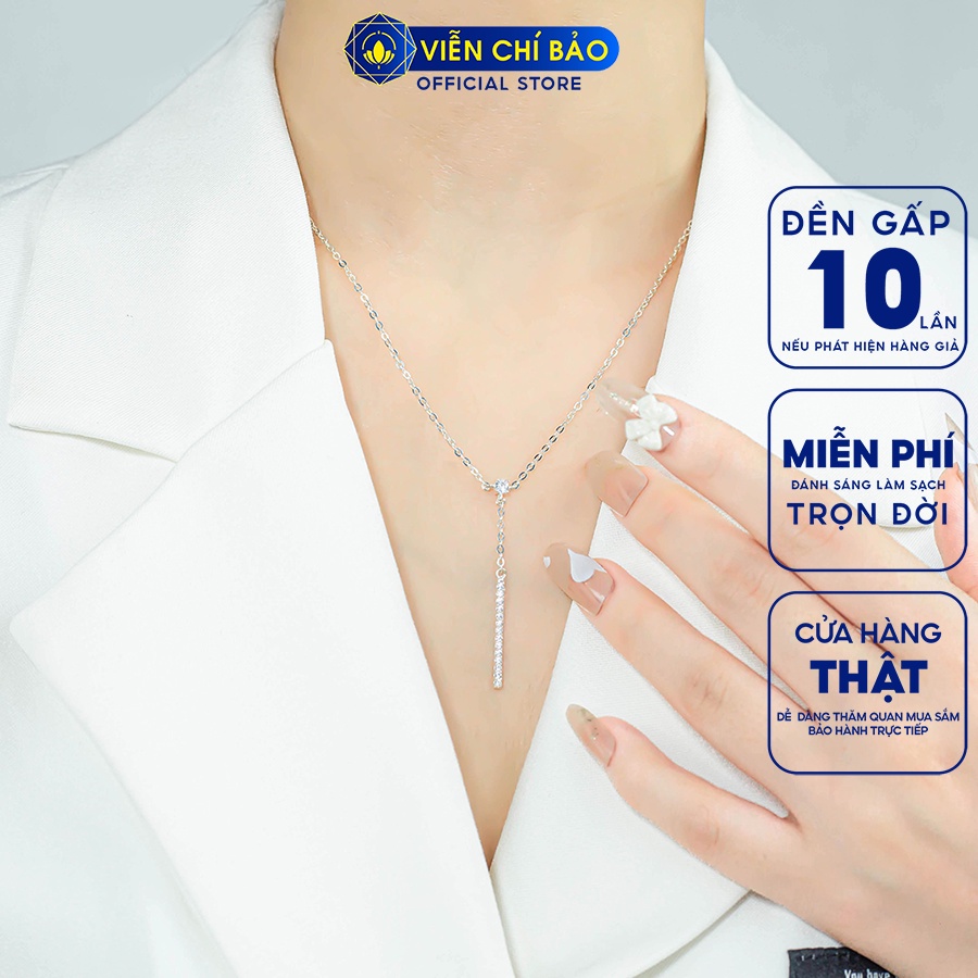 Dây chuyền sao thanh dài đính đá chất liệu bạc 925 thời trang phụ kiện trang sức nữ Viễn Chí Bảo D400808