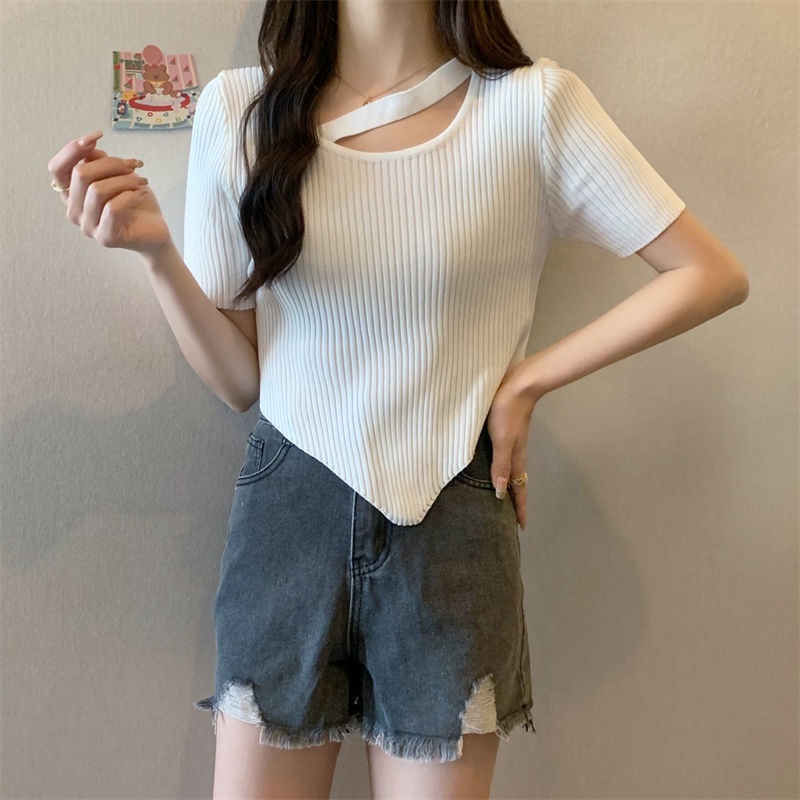 [Giao Ngay] Áo Thun Lụa Lạnh Tay Ngắn Màu Trắng Thời Trang Xuân Hè Cho Nữ