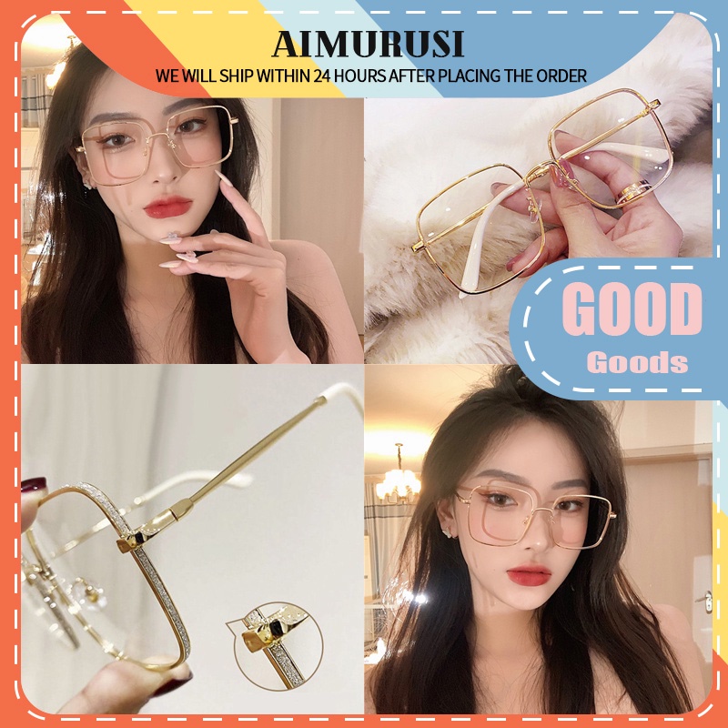 COD Kính Mát Gọng Vuông Đính Kim Cương Cao Cấp Chống Bức Xạ Ánh Sáng Xanh Cho Nữ