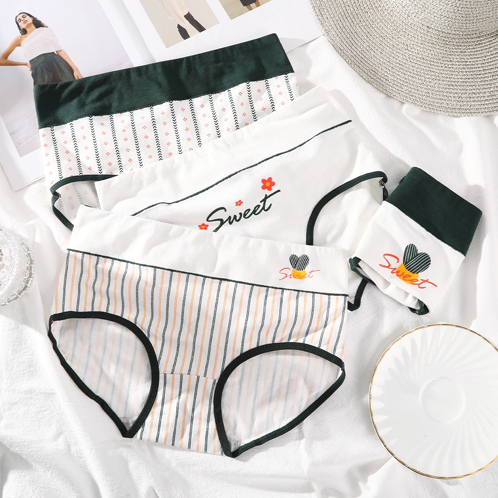 Quần lót cotton LEVAO lưng cao in họa tiết dễ thương cho nữ