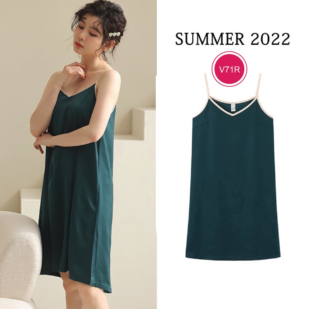 Váy 2 dây chất liệu lụa satin cao cấp thương hiệu Juni J71