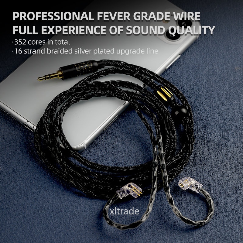 Dây Cáp Nâng Cấp 16 Lõi Mạ Bạc Giắc Cắm 3.5 / 2.5 / 4.4mm Cho QDC KZ PR1 ZS10 Pro X CCA HM20