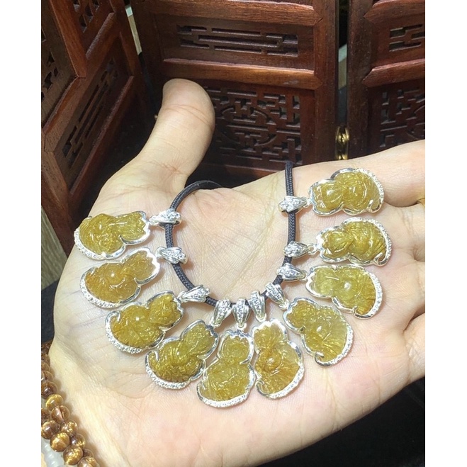 Mặt dây chuyền đã lên bạc hồ ly đuôi vũ đá thach anh tóc vang hàng thiên nhiên