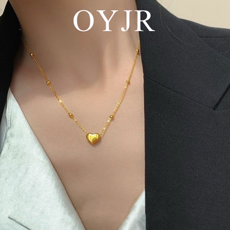 Dây chuyền OYJR titan không bị gỉ sét mặt hình trái tim mạ vàng 18K thanh lịch sang trọng dành cho nữ