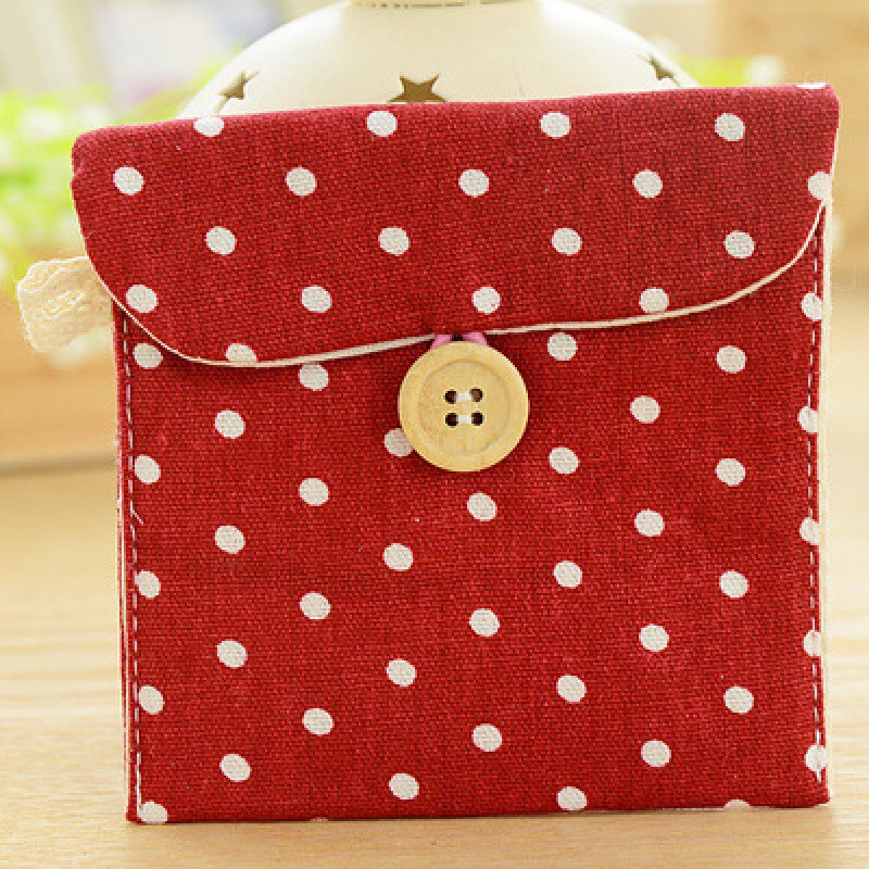 Túi Vải Cotton Đựng Băng Vệ Sinh Nhỏ Gọn Tiện Dụng Cho Nữ