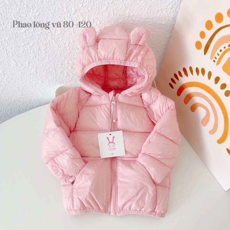 Áo phao nhồi bông bé trai bé gái kèm mũ_Áo khoác mùa đông bé trai bé gái Cho bé từ 7- 17 kg