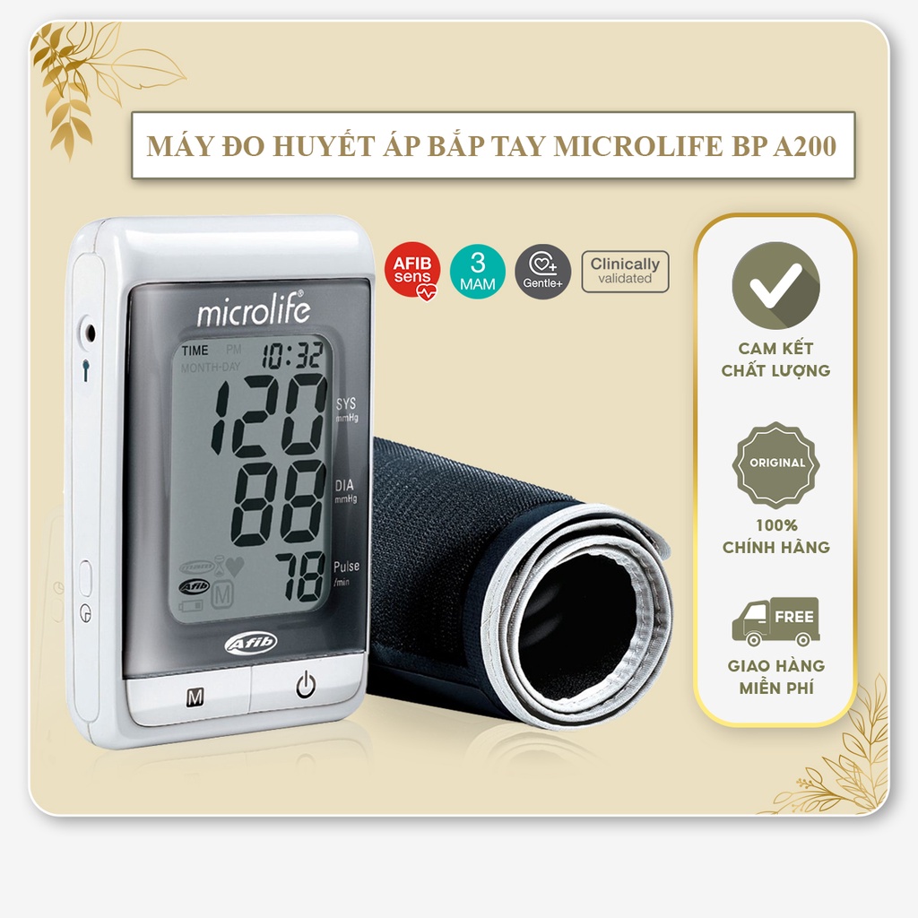 Máy đo huyết áp bắp tay Microlife BP A200 - Kết Nối Cổng USB Với Máy Tính - Bảo Hành 5 Năm