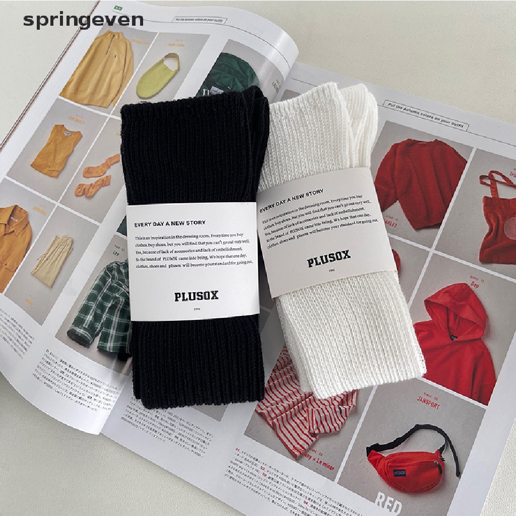 1 Đôi Vớ Cotton Dài Màu Trơn Thời Trang Harajuku Đường Phố Dành Cho Nữ