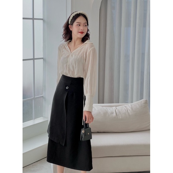 Chân váy tuyết mưa tà ngang xinh xắn , phong cách điệu đà