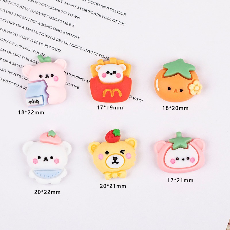 Bộ 10 Miếng Dán Trang Trí Điện Thoại Hình Động Vật / Trái Cây Hoạt Hình Dễ Thương Diy