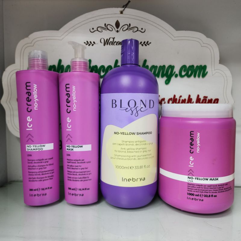 DẦU GỘI INEBRYA ICE CREAM KHỬ ÁNH VÀNG 1000ML