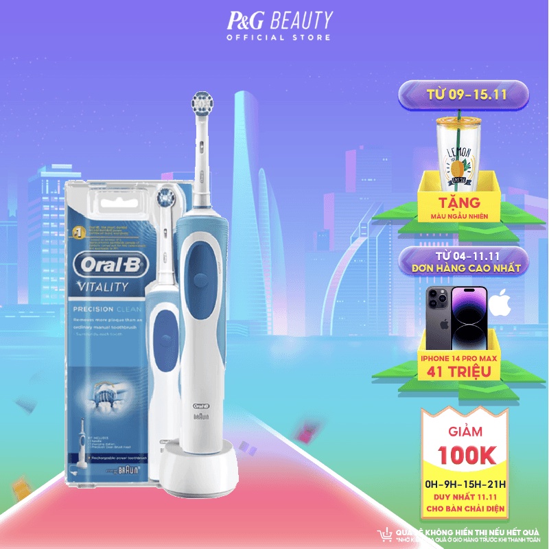 Bàn chải điện Oral-B Vitality Precision Clean loại bỏ thêm đến 100% mảng bám