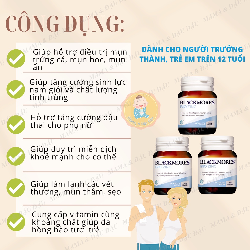 Viên uống  BIO ZINC BLACKMORES bổ sung kẽm hỗ trợ sức khoẻ sinh sản & nội tiết