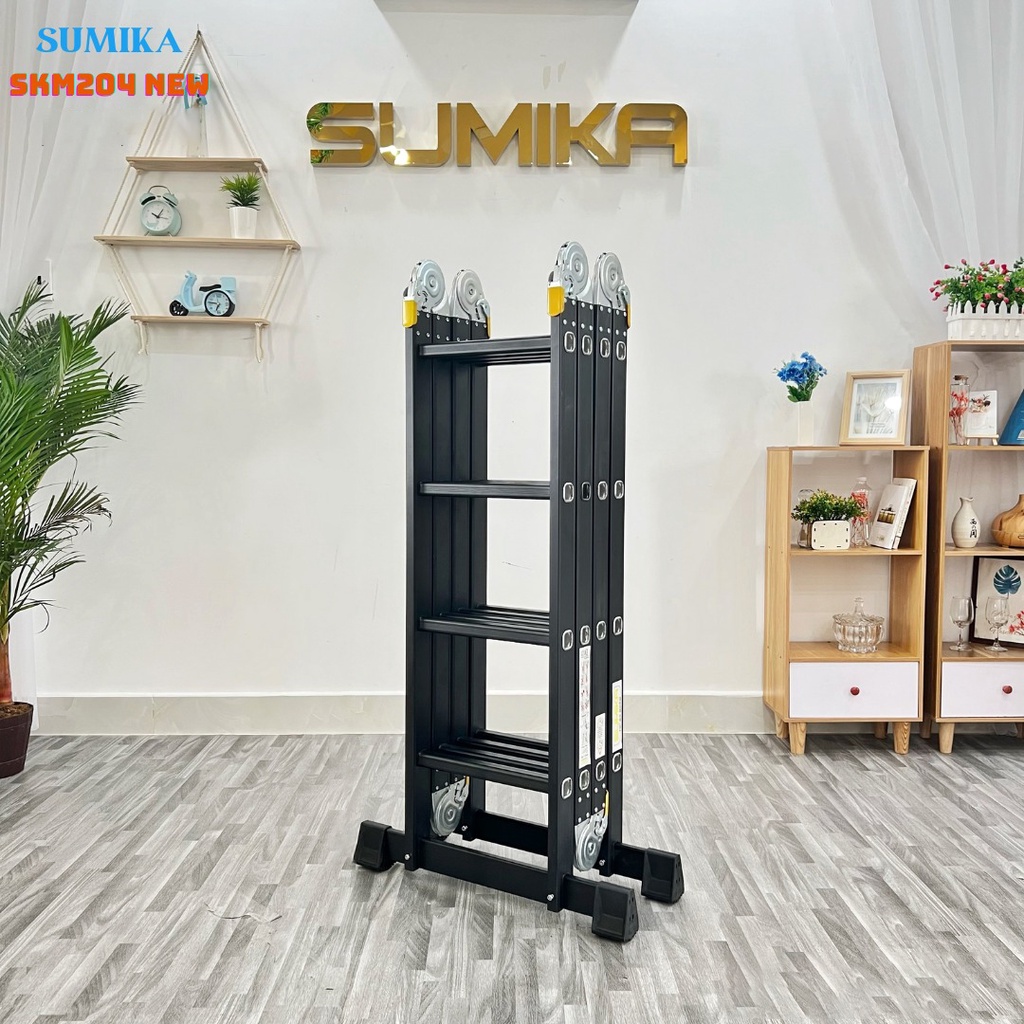 Thang nhôm gấp 4 đoạn Sumika SKM204 NEW (chữ A - 2.26m, chữ I - 4.7m), 14 tư thế sử dụng