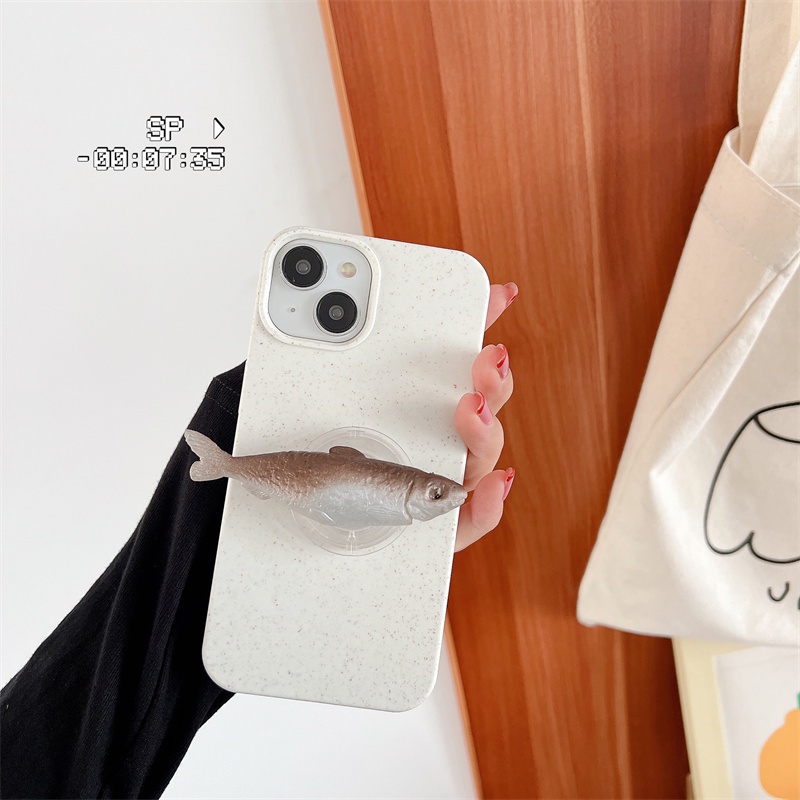 Ốp Điện Thoại Cứng Viền Tpu Dẻo Họa Tiết Cá Muối Đơn Giản Dễ Thương Chống Sốc Cho iPhone 14 13 12 11 Pro Max