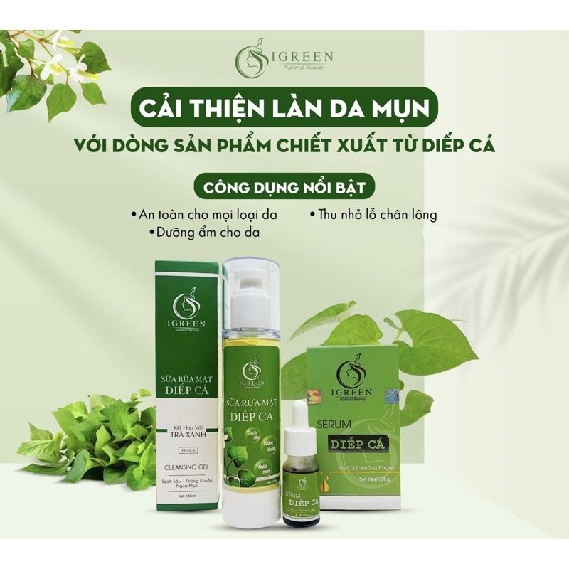 COMBO TOÀN DIỆN CHO DA HẾT MỤN, THÂM - COMBO DIẾP CÁ IGREEN | BigBuy360 - bigbuy360.vn