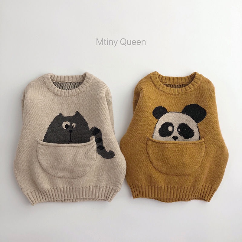 Áo Sweater Thu Đông Chui Đầu Mềm Mại Có Túi Lớn In Họa Tiết Hoạt Hình Nhật Bản Cho Bé Trai Và Gái