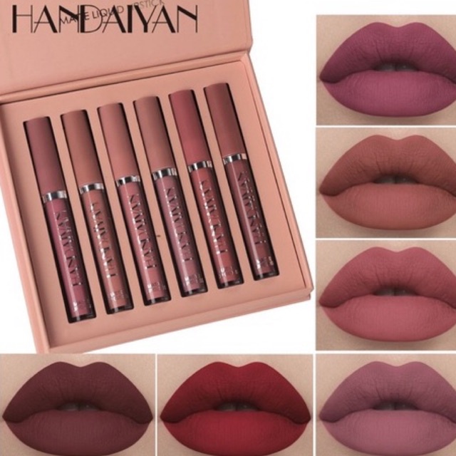 Son kem lì Handaiyan (set 6 màu) màu sắc thời thượng lâu trôi chống thấm nước Nội Địa Trung