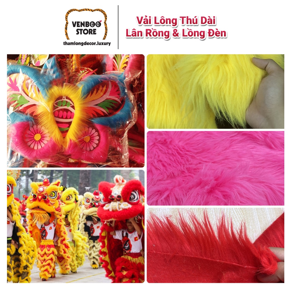 🐉  1m x 1m6 VẢI LÔNG THÚ dài 7cm may đầu Lân Rồng lưỡi Lân múa lân | Vải lông lồng đèn trung thu | Lân Sư Rồng
