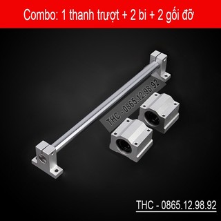 Bộ thanh ray trượt tròn phi 16mm (1 thanh SC16 dài 1 mét + 2 bi trượt SCS16UU + 2 gối đỡ SK16)