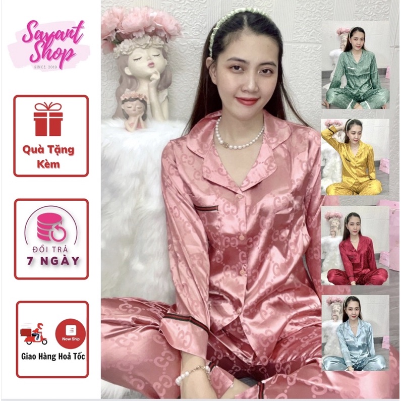Bộ Mặc Nhà Pijama Tay Dài Lụa Gấm Cao Cấp Sang Chảnh 🥰 [ Kèm Video + Ảnh tự chụp ]
