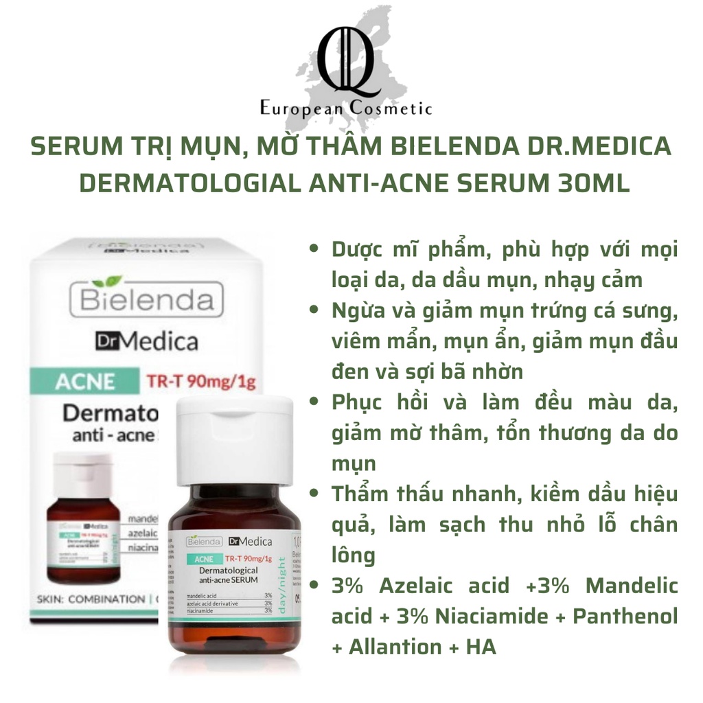 Serum Bielenda Dr Medica Anti-acne Dermatological cho da dầu mụn, ngừa thâm do mụn 30ml