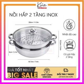 Nồi hấp inox 2 tầng đa năng ,nồi kèm xửng hấp 28cm dùng được trên mọi loại bếp