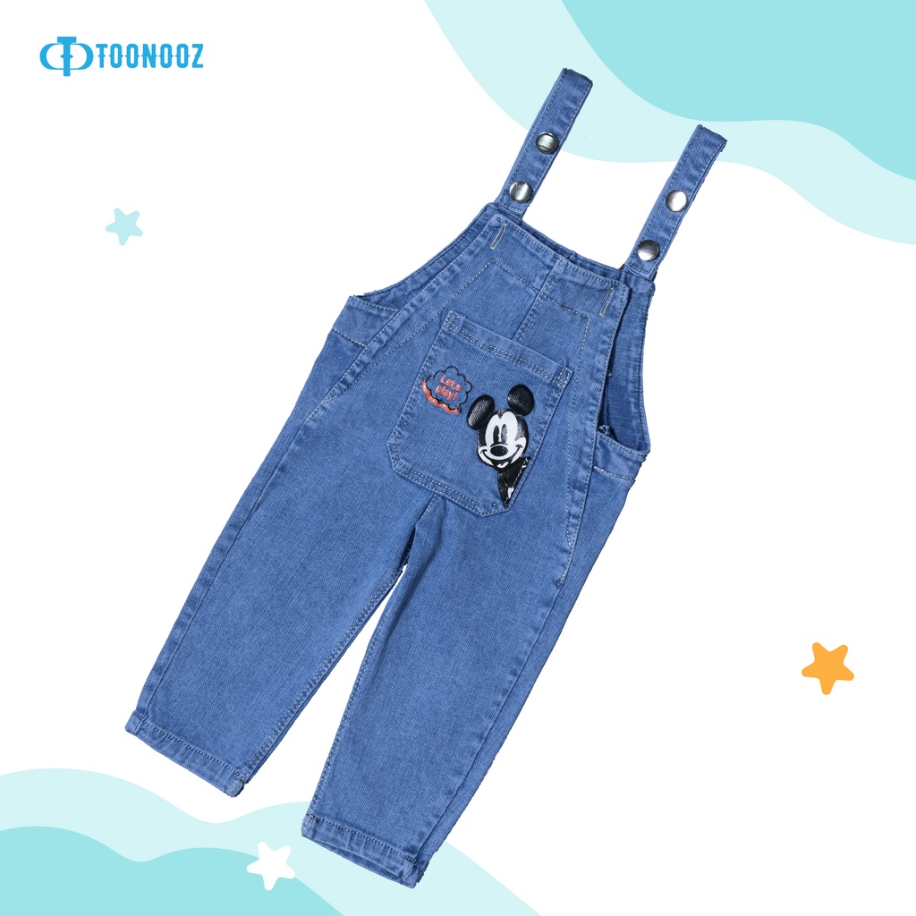 Yếm jean bé gái Toonooz YJ18, yếm bò dáng dài đi học đi chơi cho bé từ 10-21KG