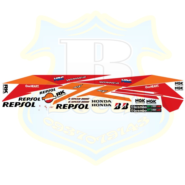DECAL PVC 5 LỚP CHẤT LƯỢNG CAO Tem rời winner Repsol trắng