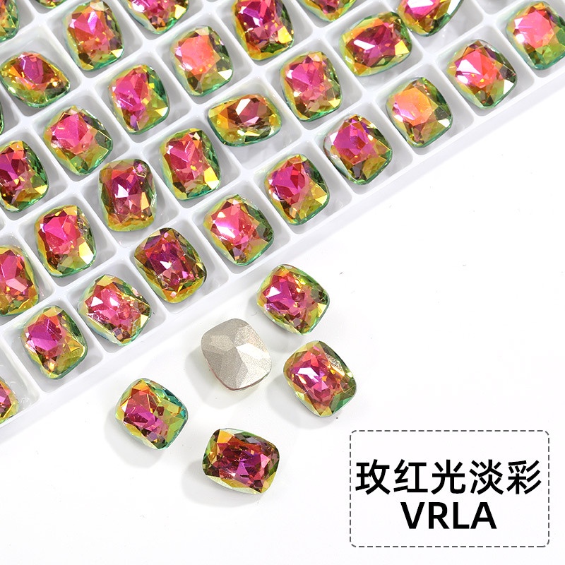 Bộ 72 Phụ Kiện Trang Trí Móng Tay Nghệ Thuật Hình Chữ Nhật Phủ Kim Cương Tròn K9