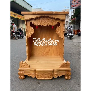Bàn thờ thần tài mẫu hiện đại đình cong 60 x 81cm - Gỗ Gõ Đỏ