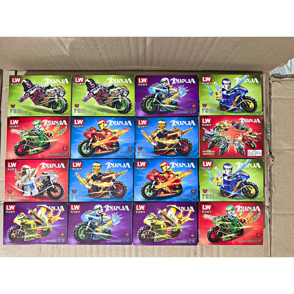 Lego Ninja đi xe moto Lego Khủng Long Lắp Ráp Xếp Hình Hộp Lego Noxe Knight