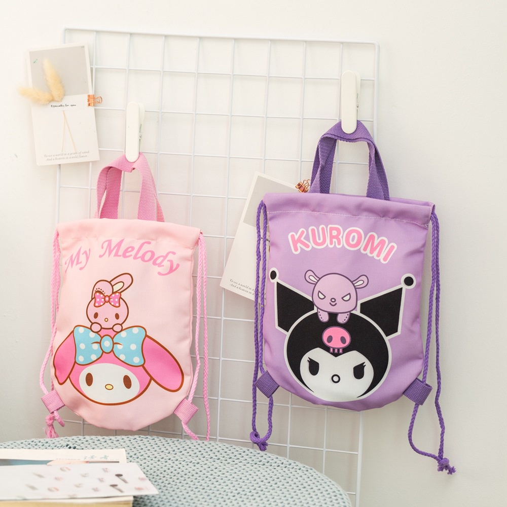 Túi Canvas Dây Rút Thân Thiện Với Môi Trường Họa Tiết Hoạt Hình Cho Bé