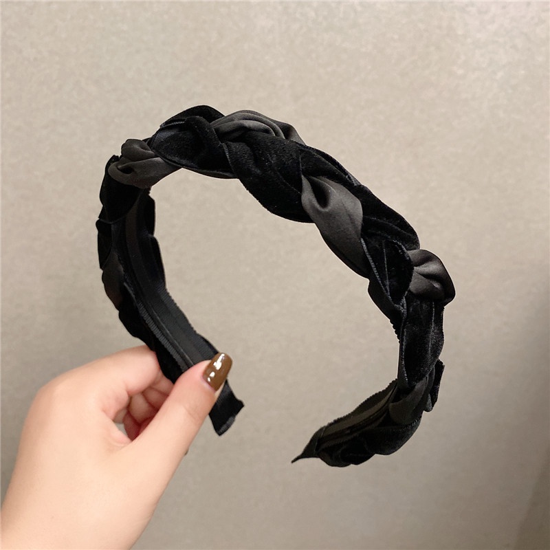 BỜM TẾT NHUNG HÀN QUỐC cao cấp. Chất liệu vải nhung cao cấp. Màu Đen, Xanh đen  - kẹp tóc nơ, phụ ki