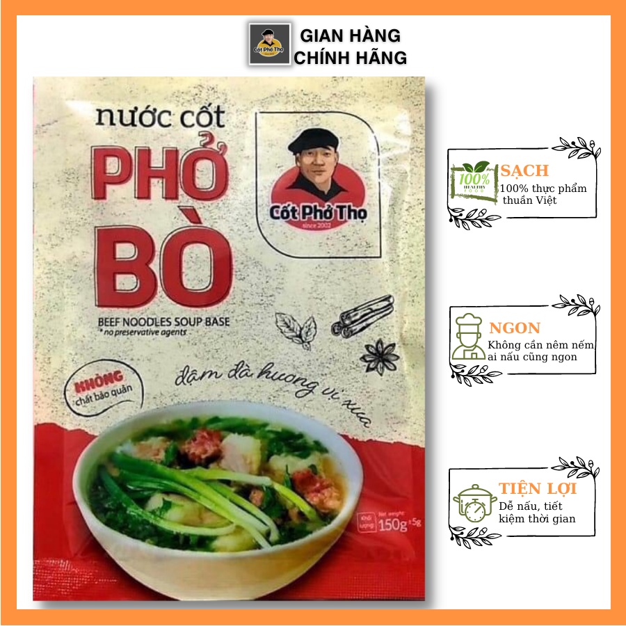 Gói nước cốt phở bò hà nội cô đặc gia vị nấu phở cốt phở thọ 150g không chất bảo quản không cần nêm nếm