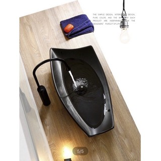 Lavabo để bàn nghệ thuật màu đen (KT 60x35)